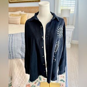 Unique Hand-painted Button-Up Top L